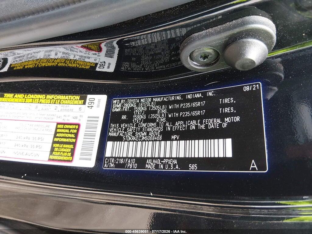 5TDKRKEC3MS068468 2021 TOYOTA SIENNA photo no. 9