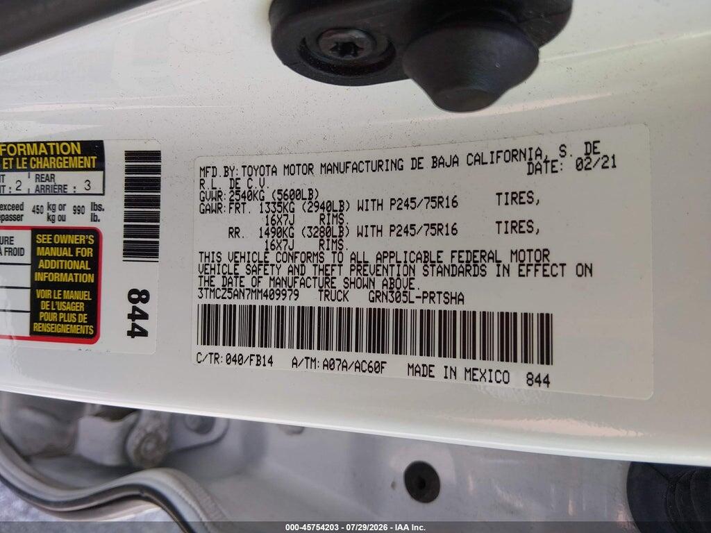 3TMCZ5AN7MM409979 2021 TOYOTA TACOMA photo no. 9