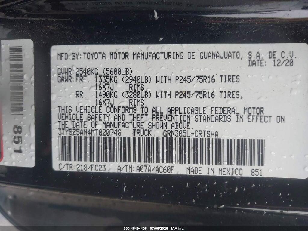 3TYSZ5AN4MT020748 2021 TOYOTA TACOMA photo no. 9