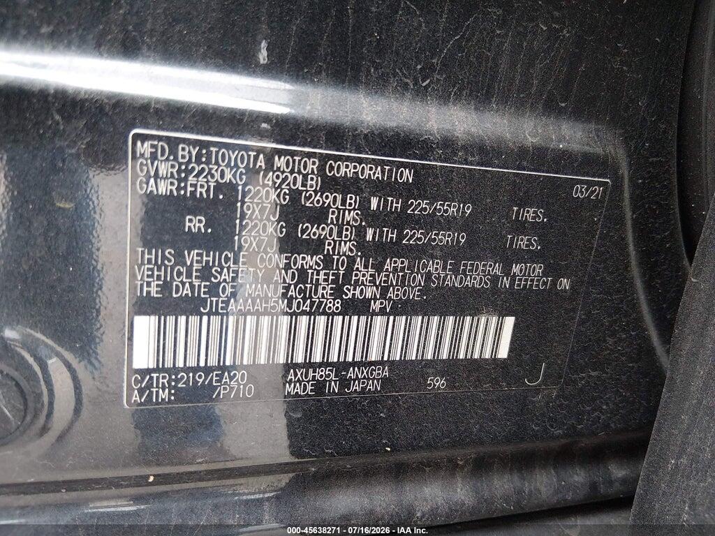 JTEAAAAH5MJ047788 2021 TOYOTA VENZA photo no. 9