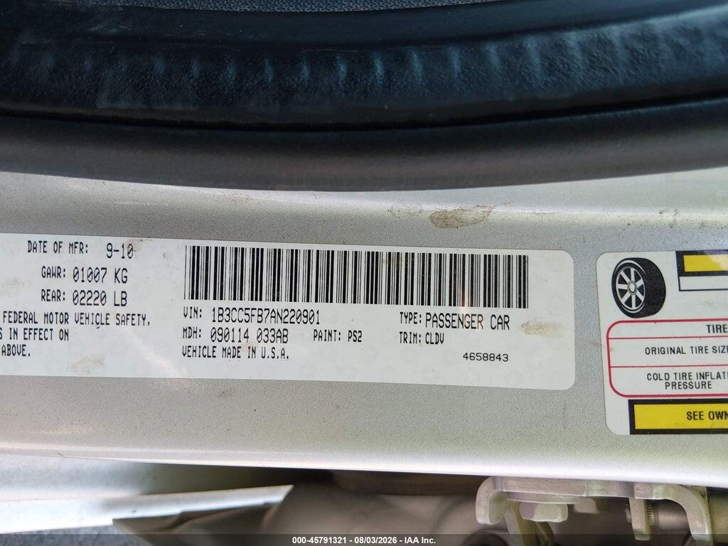 1B3CC5FB7AN220901 2010 DODGE AVENGER photo no. 9