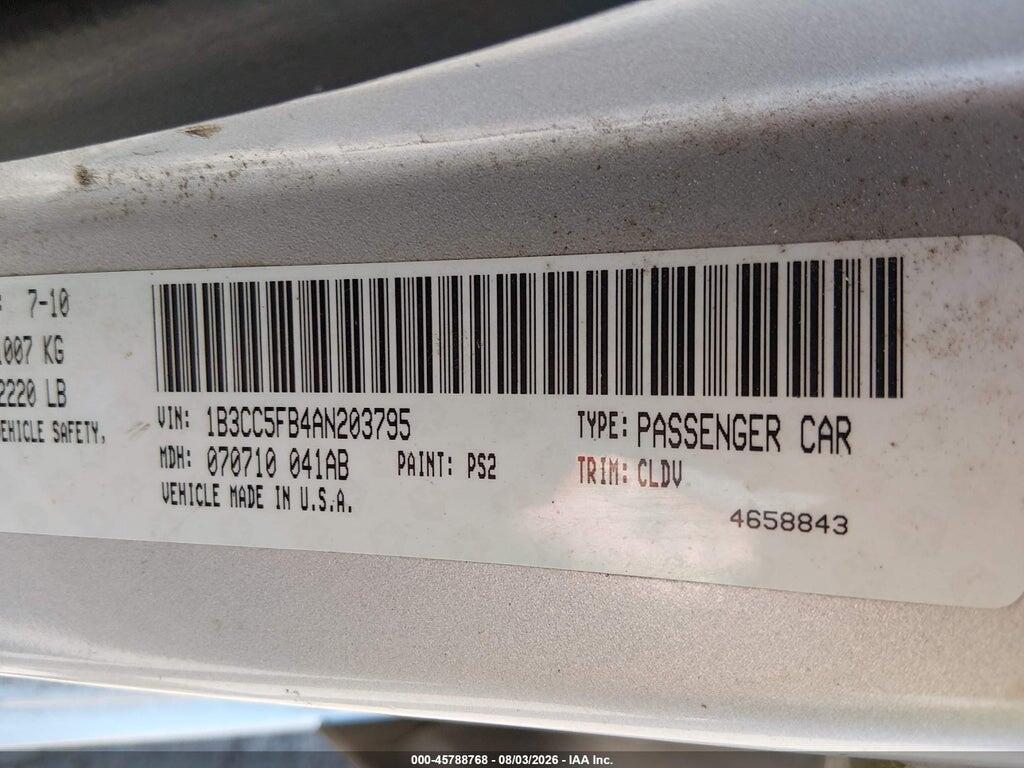 1B3CC5FB4AN203795 2010 DODGE AVENGER photo no. 9