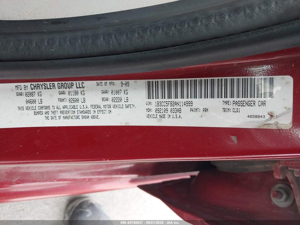 1B3CC5FB2AN114999 2010 DODGE AVENGER photo no. 9
