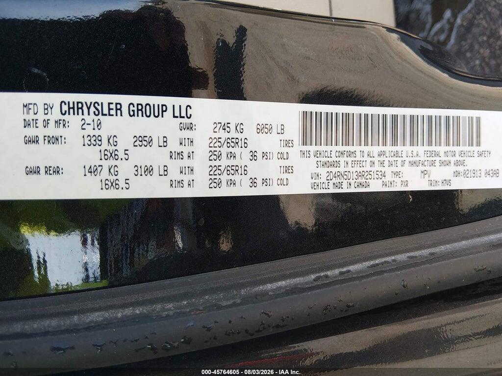 2D4RN5D13AR251534 2010 DODGE GRAND CARAVAN photo no. 9