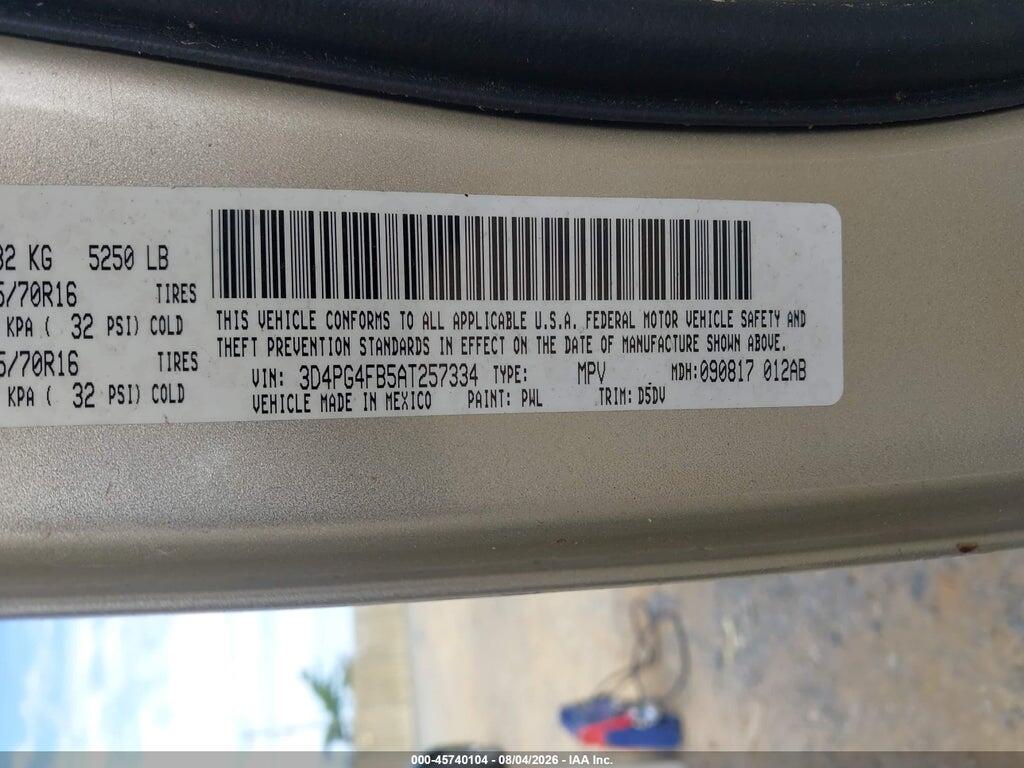 3D4PG4FB5AT257334 2010 DODGE JOURNEY photo no. 9