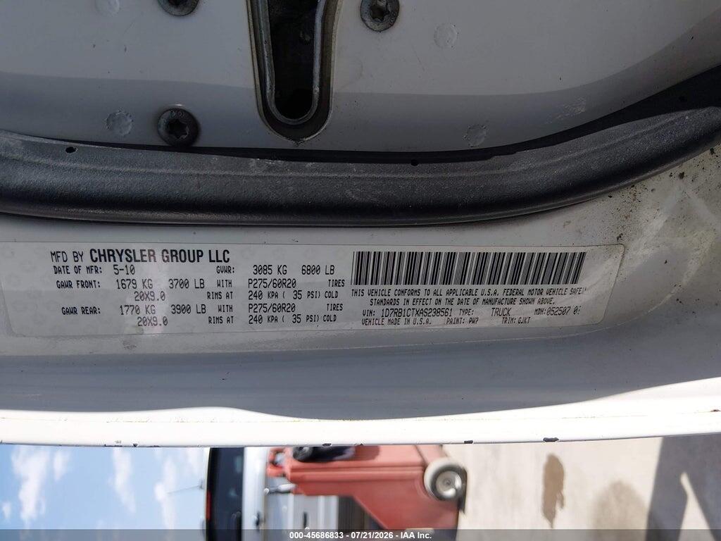 1D7RB1CTXAS238561 2010 DODGE RAM 1500 photo no. 9