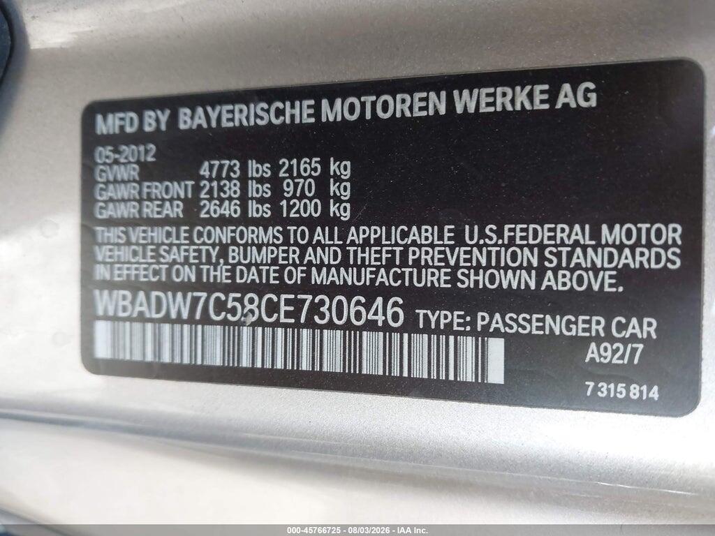 WBADW7C58CE730646 2012 BMW 328I photo no. 9