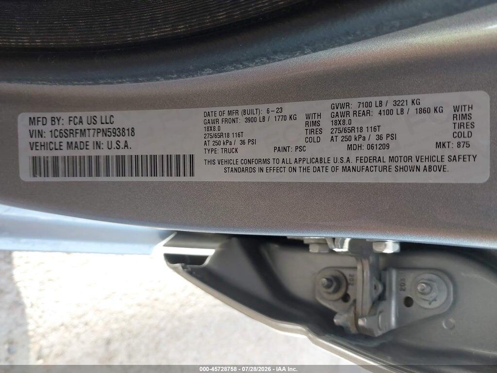 1C6SRFMT7PN593818 2023 RAM 1500 photo no. 8