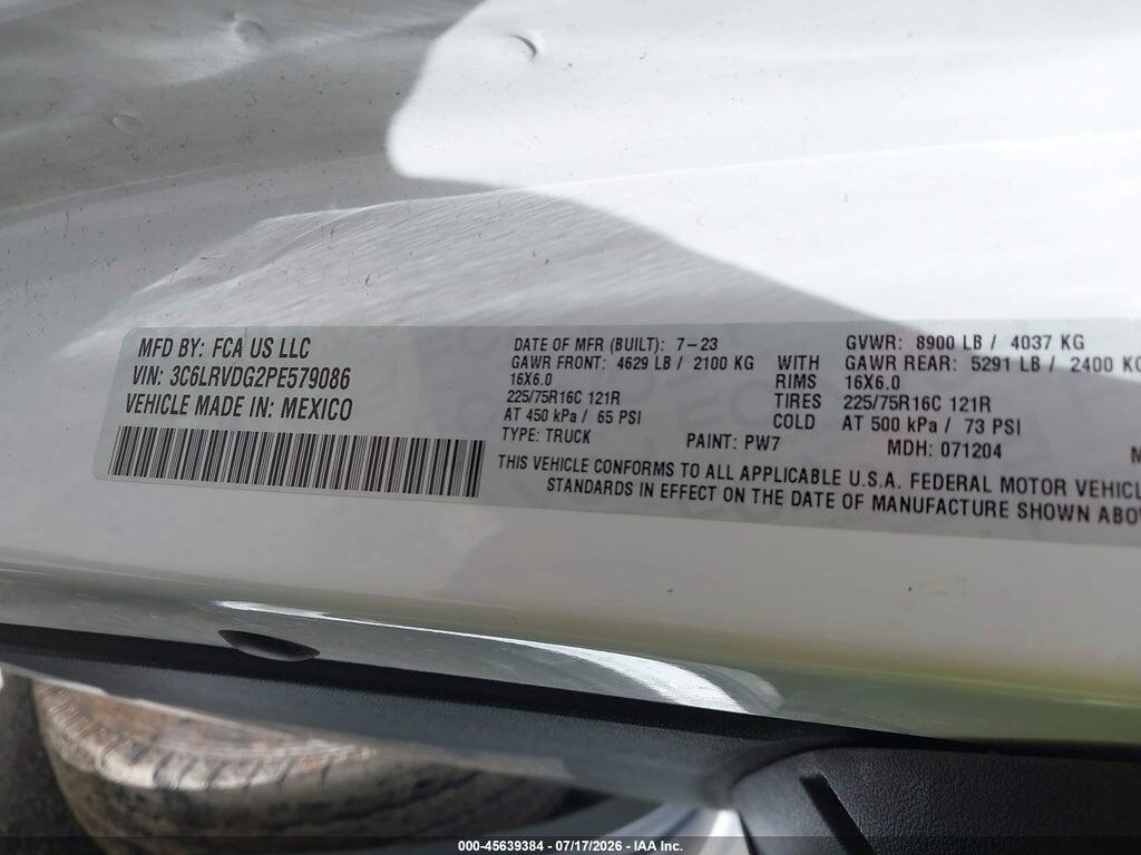 3C6LRVDG2PE579086 2023 RAM PROMASTER 2500 photo no. 9