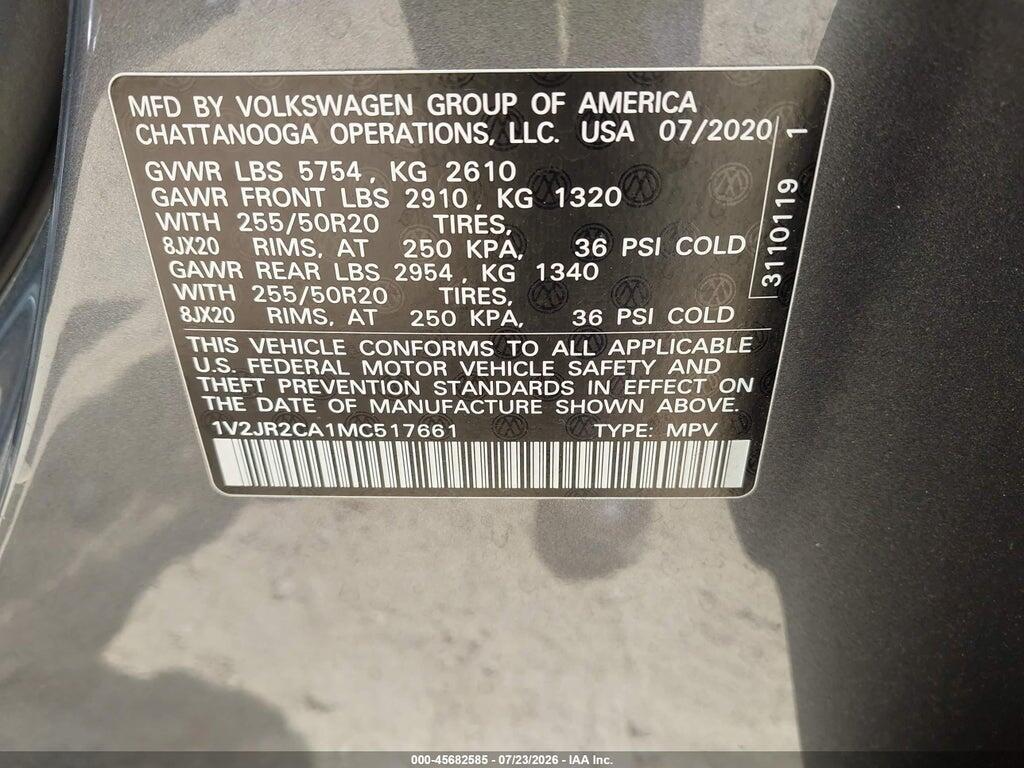 1V2JR2CA1MC517661 2021 VOLKSWAGEN ATLAS photo no. 9