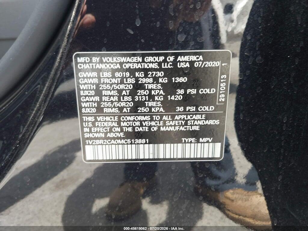 1V2BR2CA0MC513881 2021 VOLKSWAGEN ATLAS photo no. 9