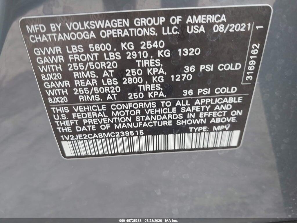 1V2JE2CA8MC239515 2021 VOLKSWAGEN ATLAS CROSS SPORT photo no. 9