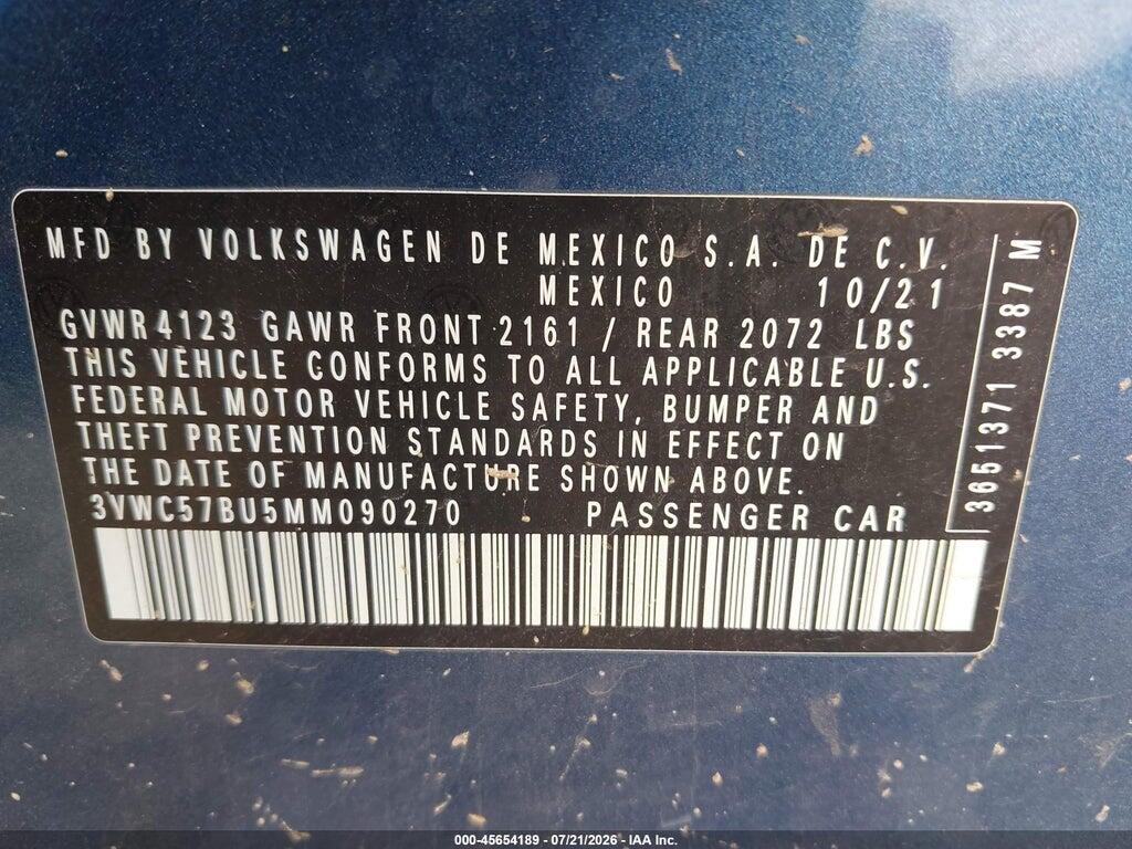 3VWC57BU5MM090270 2021 VOLKSWAGEN JETTA photo no. 9