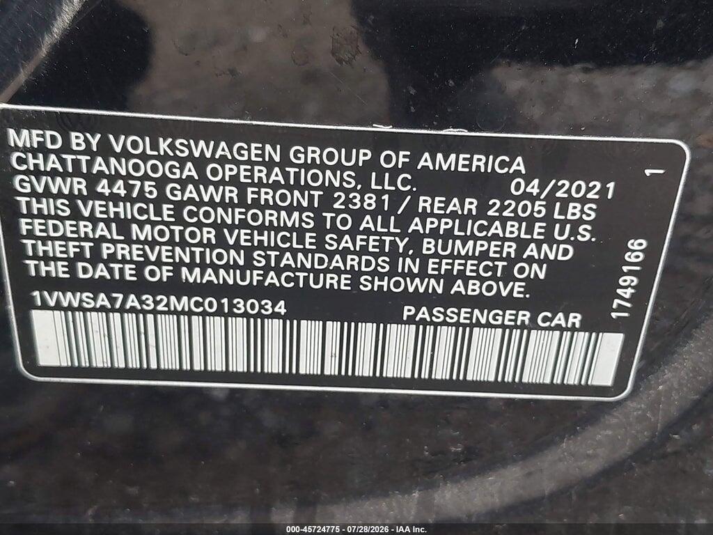 1VWSA7A32MC013034 2021 VOLKSWAGEN PASSAT photo no. 9