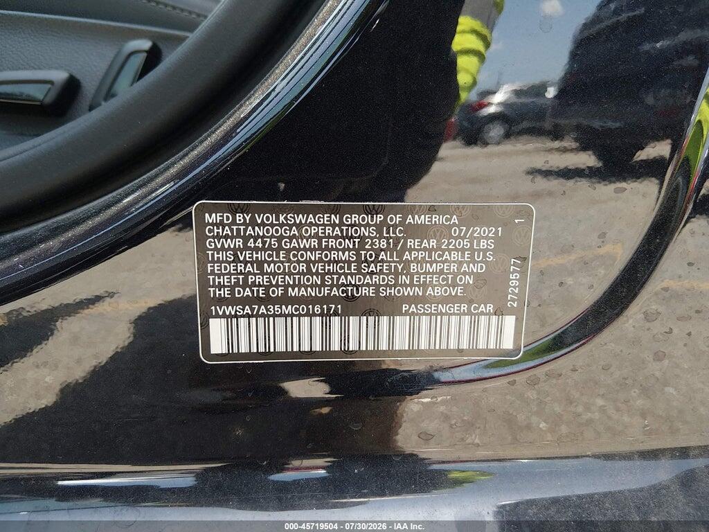 1VWSA7A35MC016171 2021 VOLKSWAGEN PASSAT photo no. 9