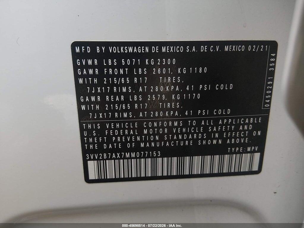 3VV2B7AX7MM077153 2021 VOLKSWAGEN TIGUAN photo no. 9