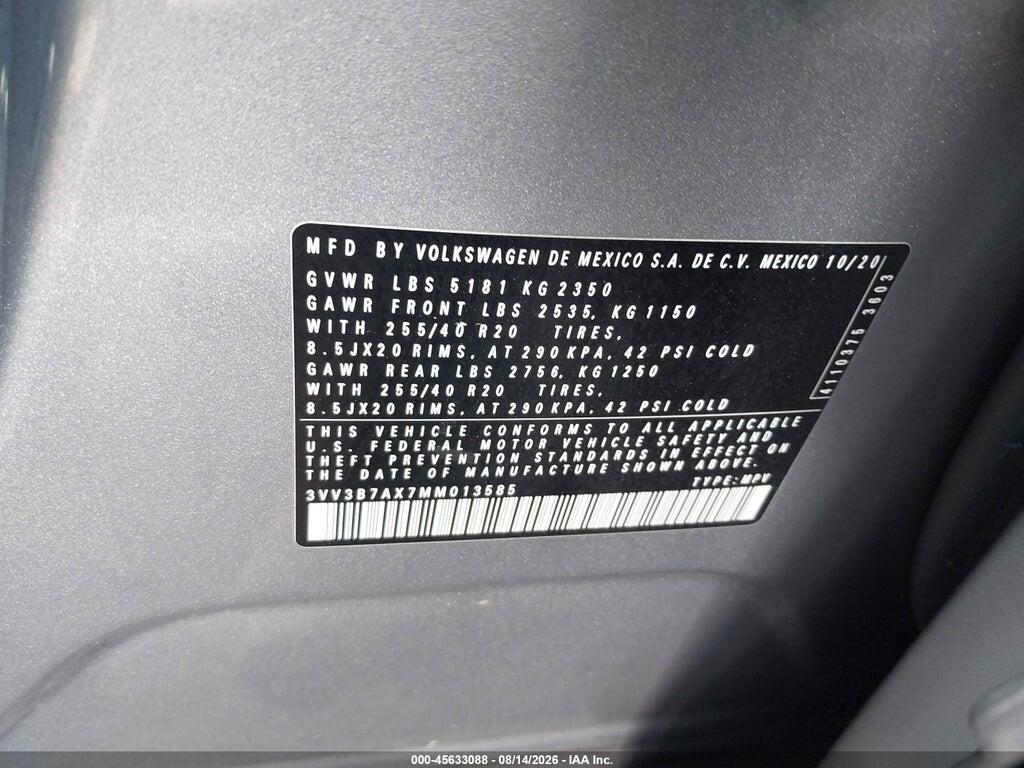 3VV3B7AX7MM013585 2021 VOLKSWAGEN TIGUAN photo no. 9
