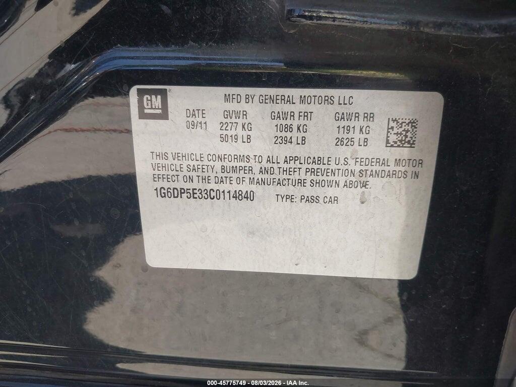 1G6DP5E33C0114840 2012 CADILLAC CTS photo no. 9