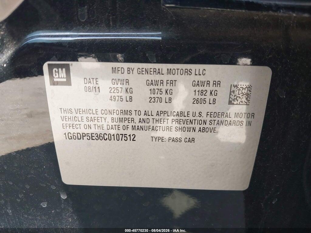 1G6DP5E36C0107512 2012 CADILLAC CTS photo no. 9