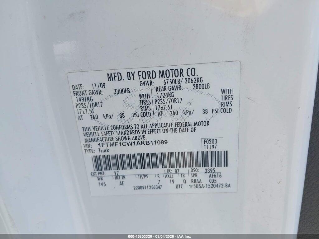 1FTMF1CW1AKB11099 2010 FORD F-150 photo no. 9