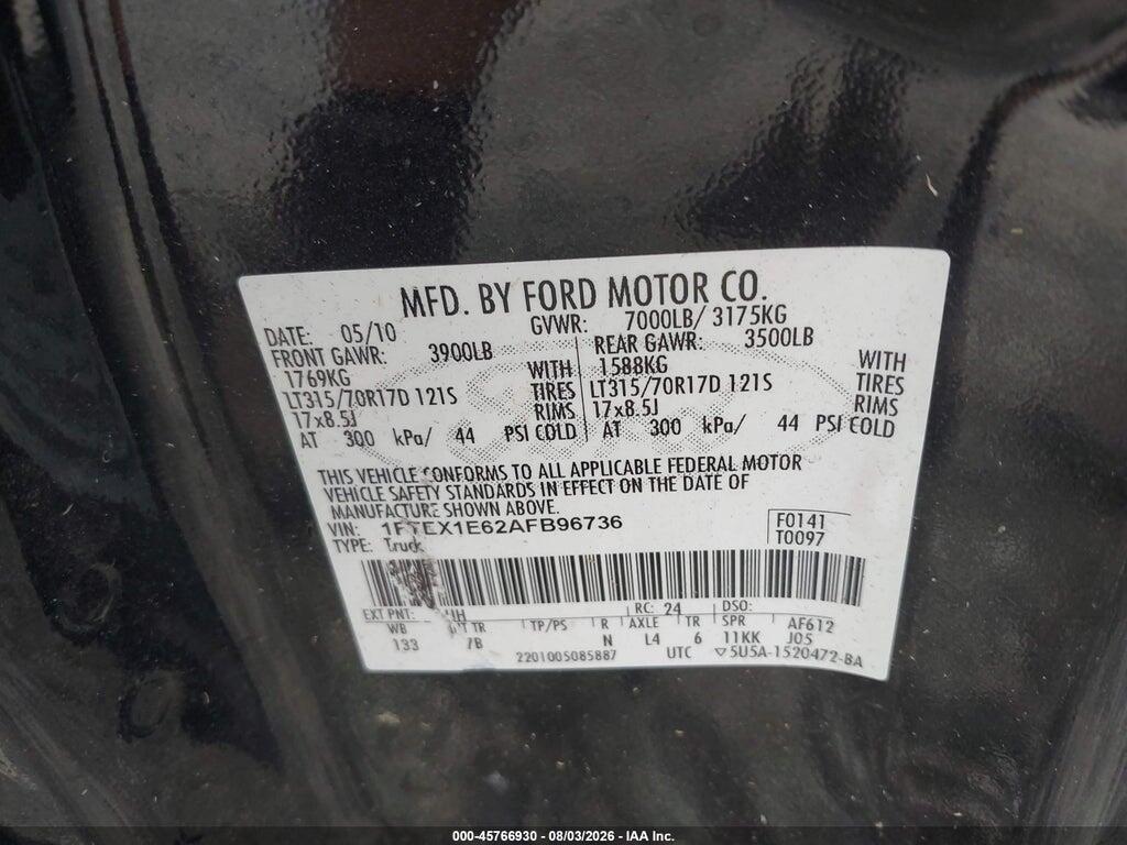 1FTEX1E62AFB96736 2010 FORD F-150 photo no. 9
