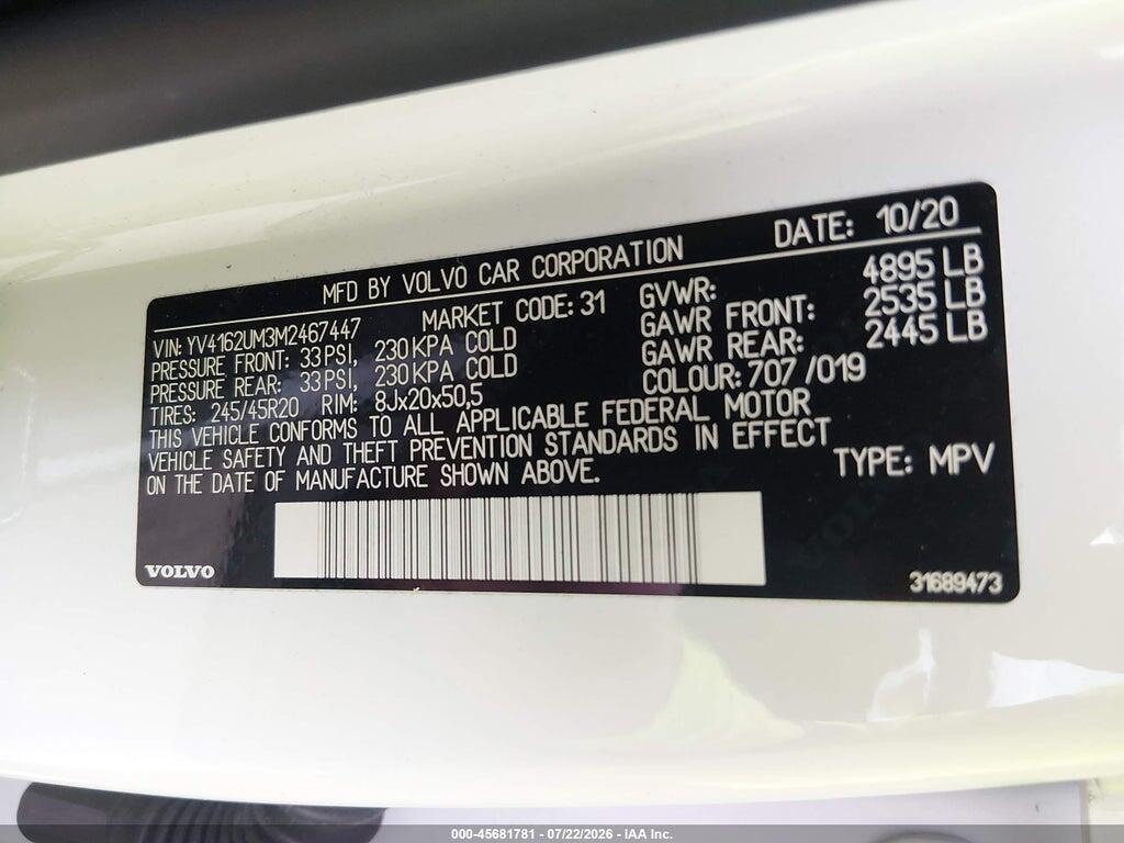 YV4162UM3M2467447 2021 VOLVO XC40 photo no. 9