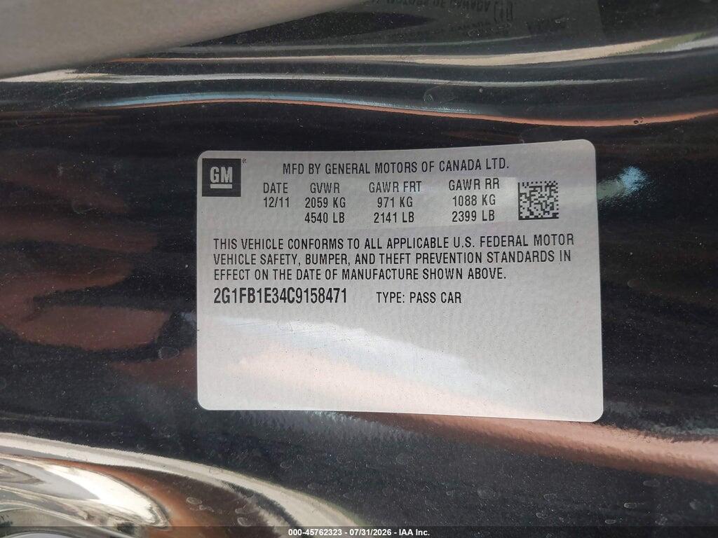 2G1FB1E34C9158471 2012 CHEVROLET CAMARO photo no. 9