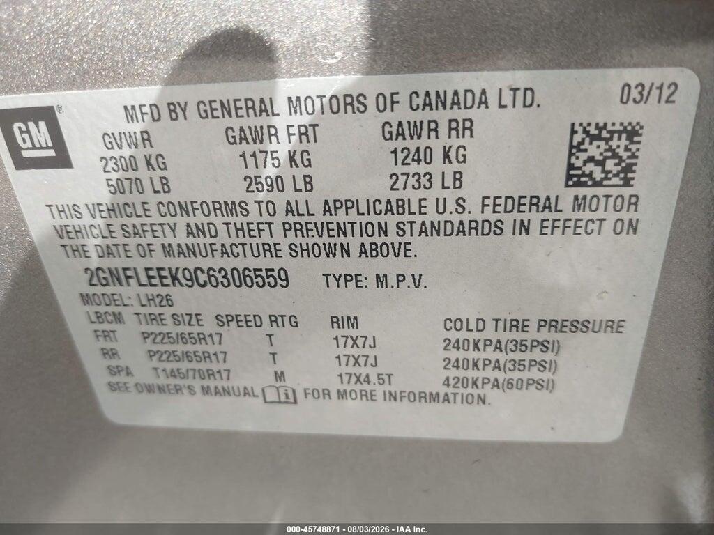 2GNFLEEK9C6306559 2012 CHEVROLET EQUINOX photo no. 9