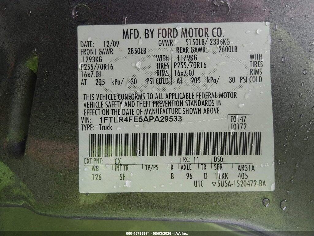 1FTLR4FE5APA29533 2010 FORD RANGER photo no. 9