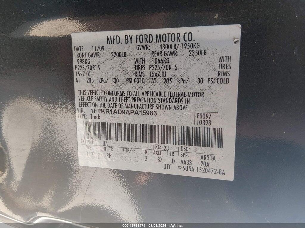 1FTKR1AD9APA15983 2010 FORD RANGER photo no. 9
