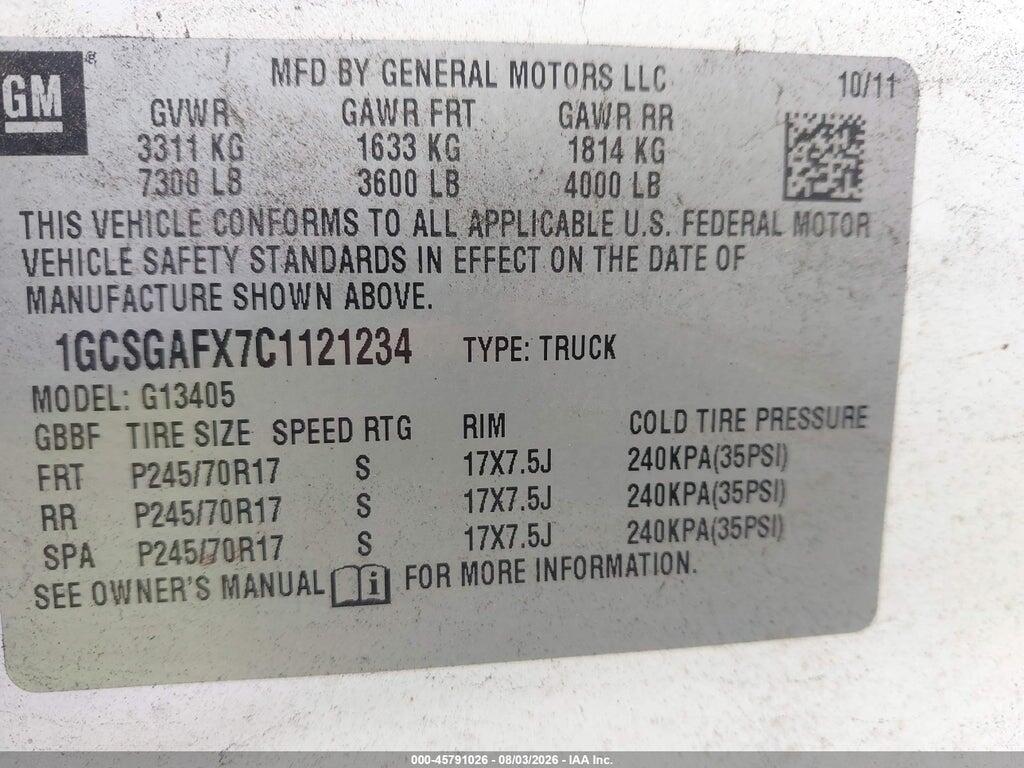 1GCSGAFX0C1120734 2012 CHEVROLET EXPRESS 1500 photo no. 9