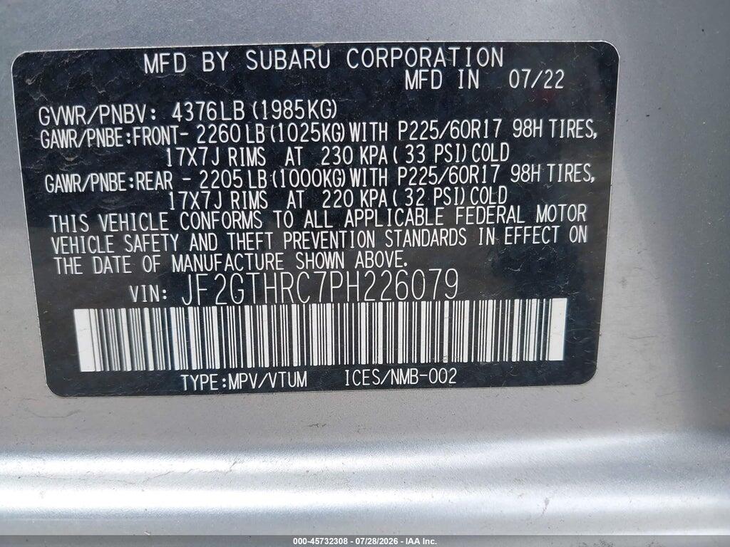 JF2GTHRC7PH226079 2023 SUBARU CROSSTREK photo no. 9