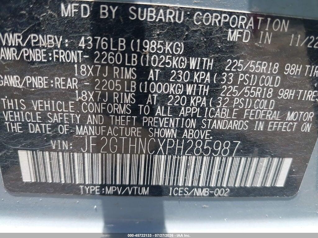 JF2GTHNCXPH285987 2023 SUBARU CROSSTREK photo no. 9