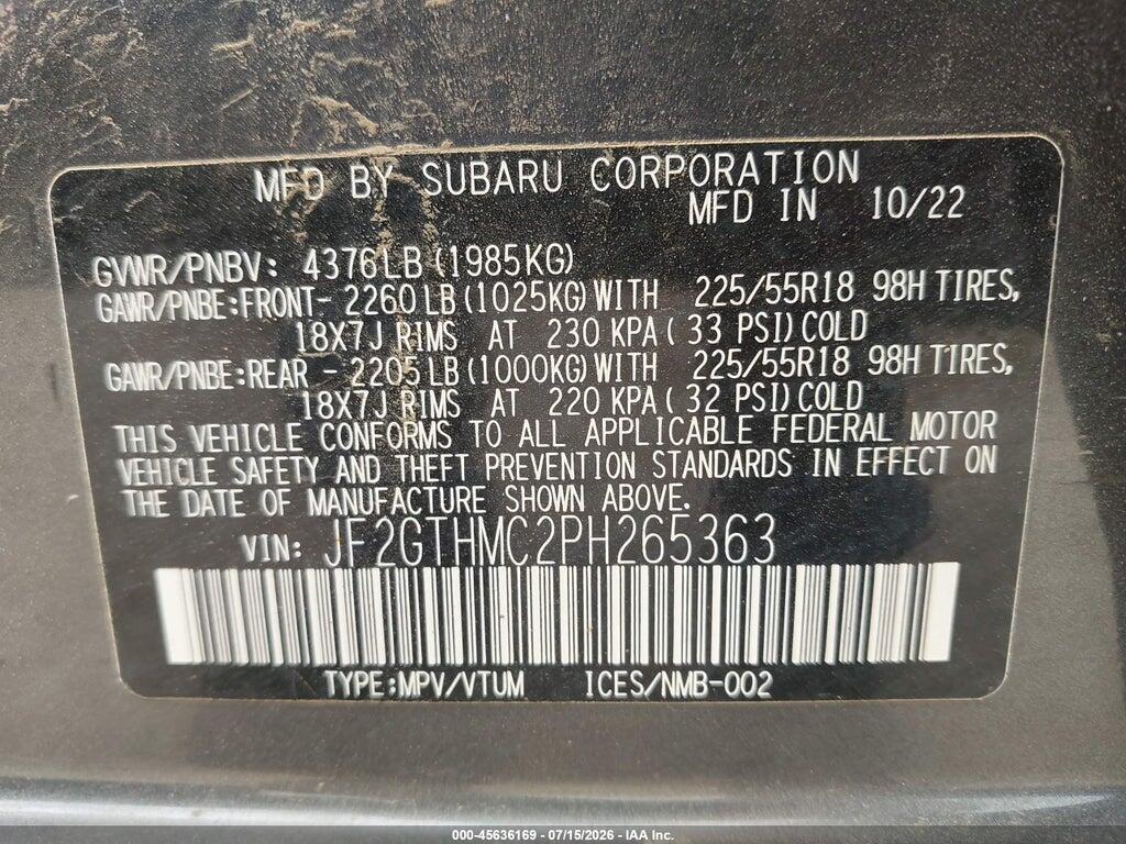 JF2GTHMC2PH265363 2023 SUBARU CROSSTREK photo no. 9
