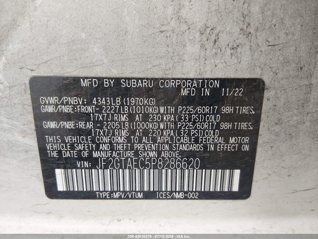JF2GTAEC5P8286620 2023 SUBARU CROSSTREK photo no. 9