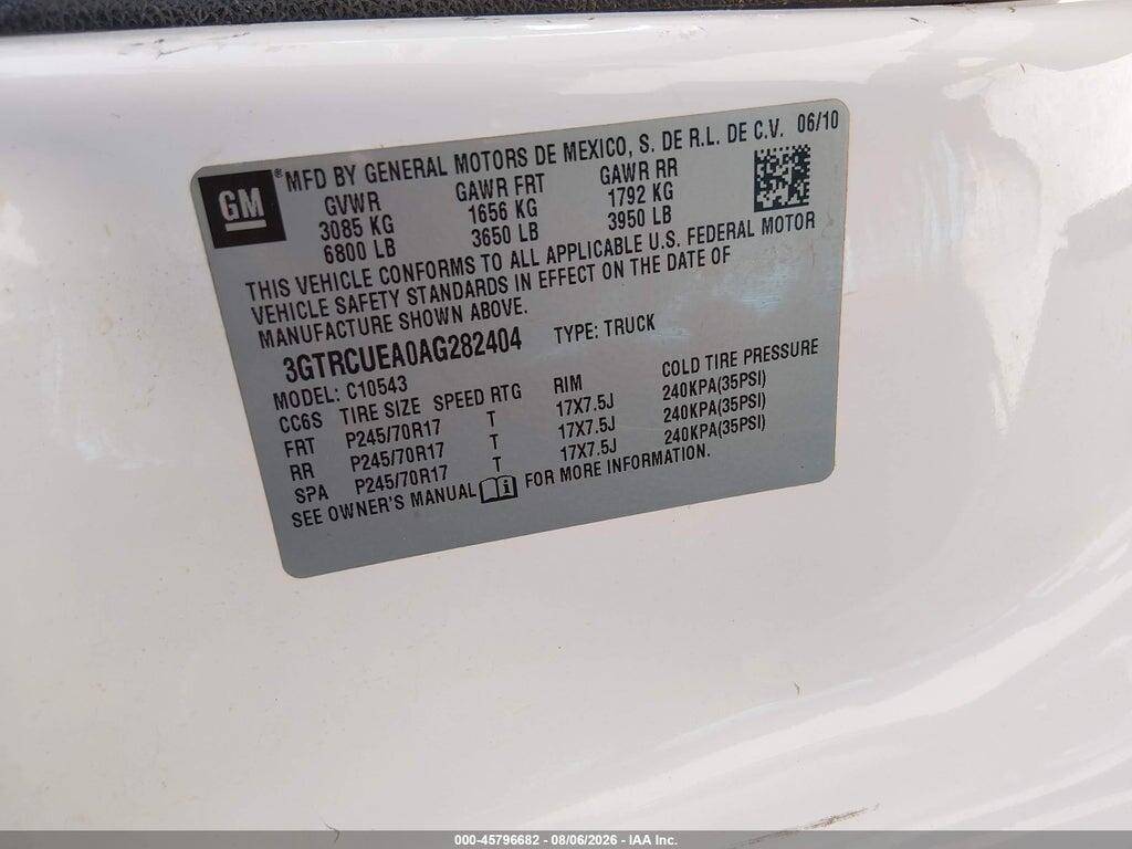 3GTRCUEA0AG282404 2010 GMC SIERRA 1500 photo no. 9