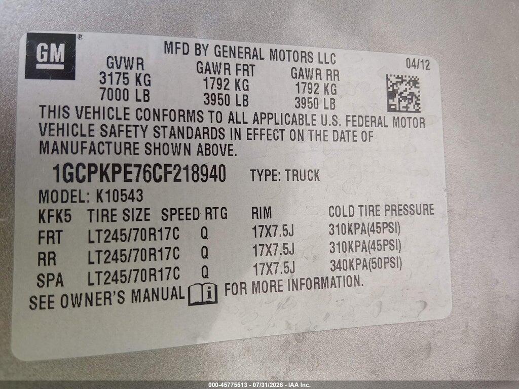1GCPKPE76CF218940 2012 CHEVROLET SILVERADO 1500 photo no. 9