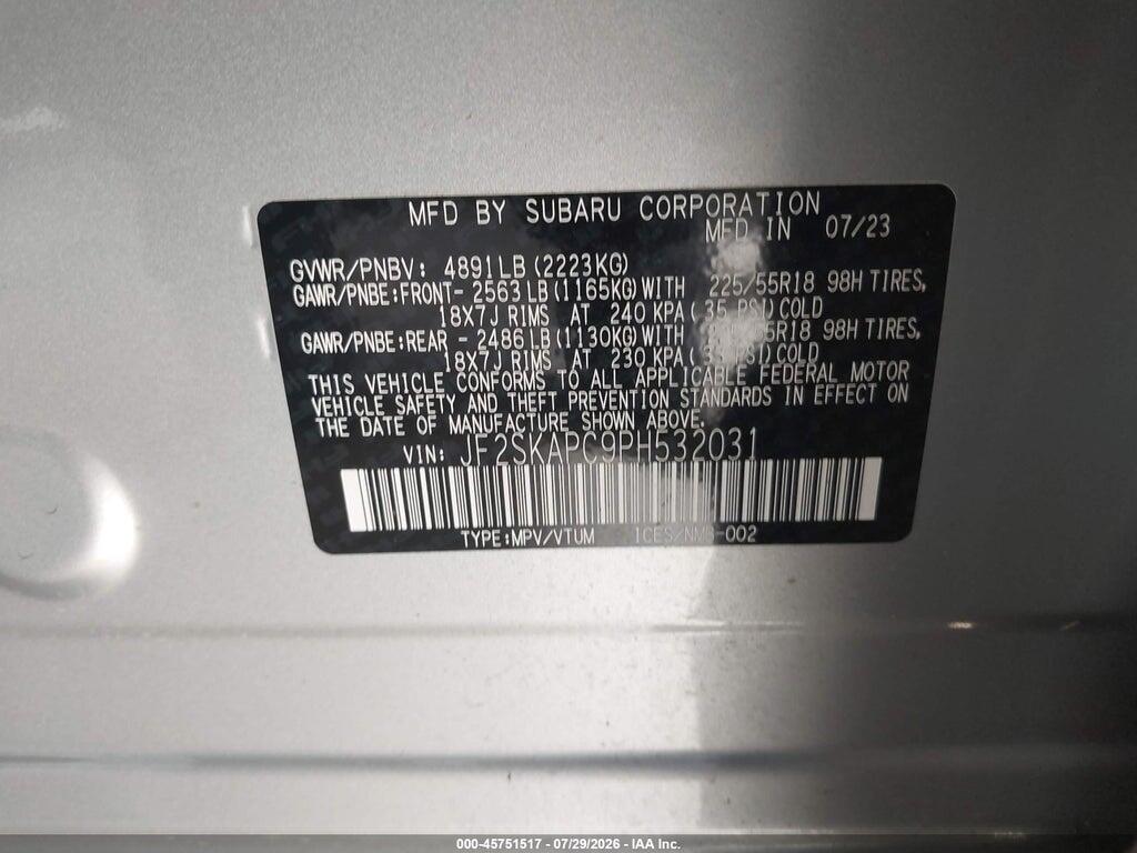 JF2SKAPC9PH532031 2023 SUBARU FORESTER photo no. 9