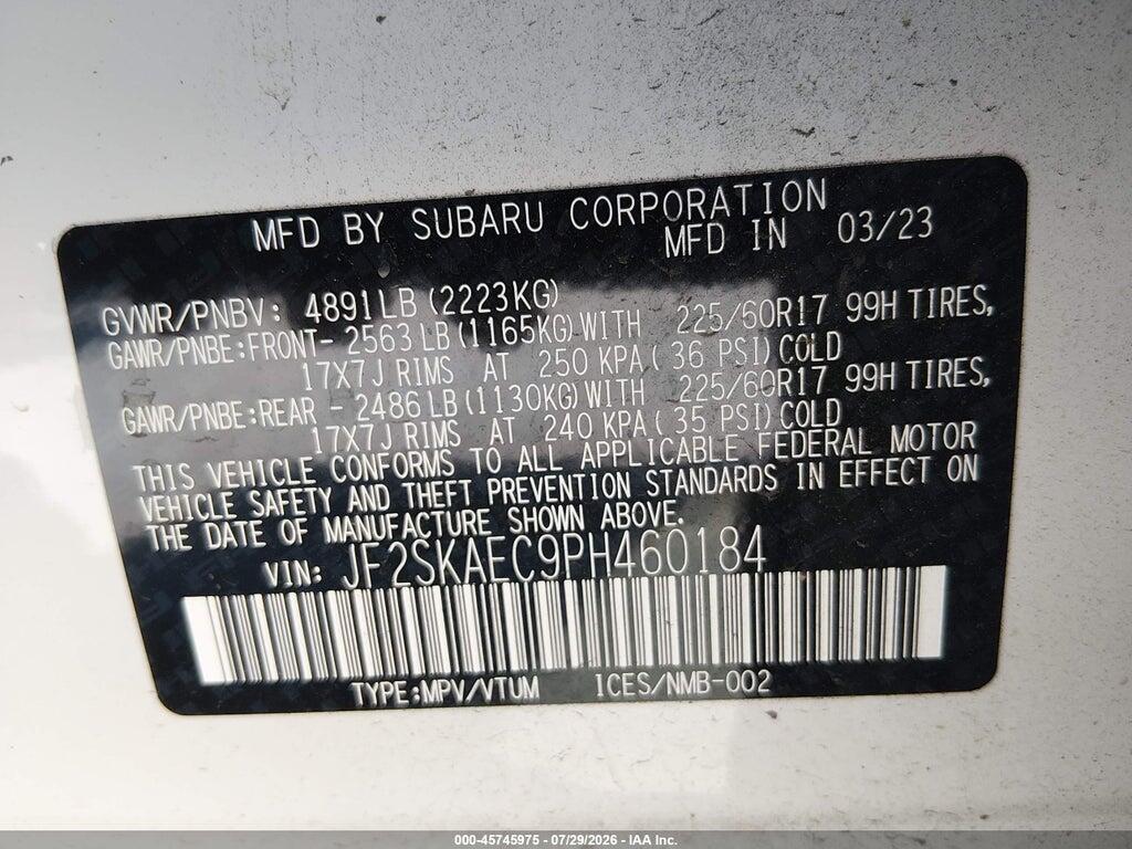 JF2SKAEC9PH460184 2023 SUBARU FORESTER photo no. 9