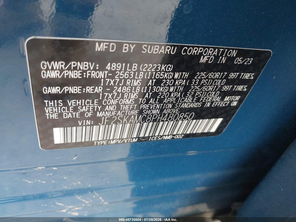 JF2SKAMC8PH480850 2023 SUBARU FORESTER photo no. 9