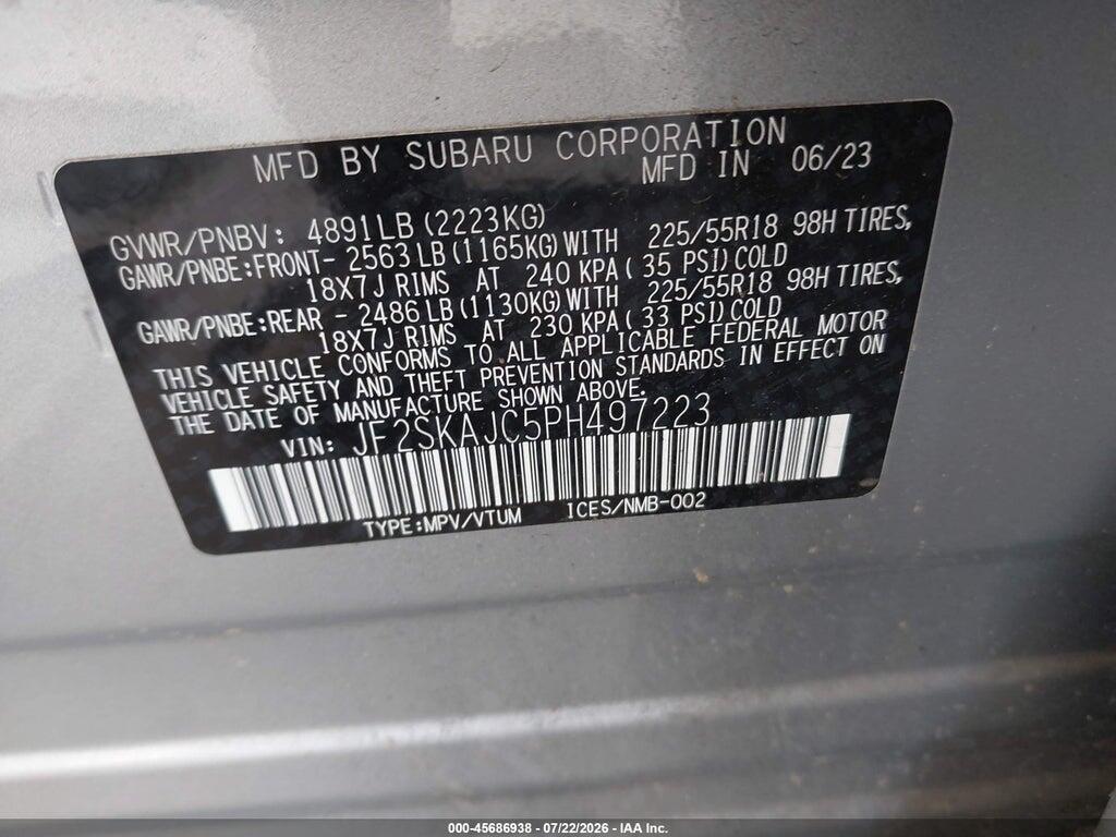 JF2SKAJC5PH497223 2023 SUBARU FORESTER photo no. 9