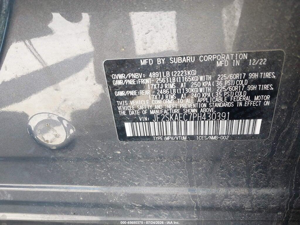 JF2SKAEC7PH430391 2023 SUBARU FORESTER photo no. 9