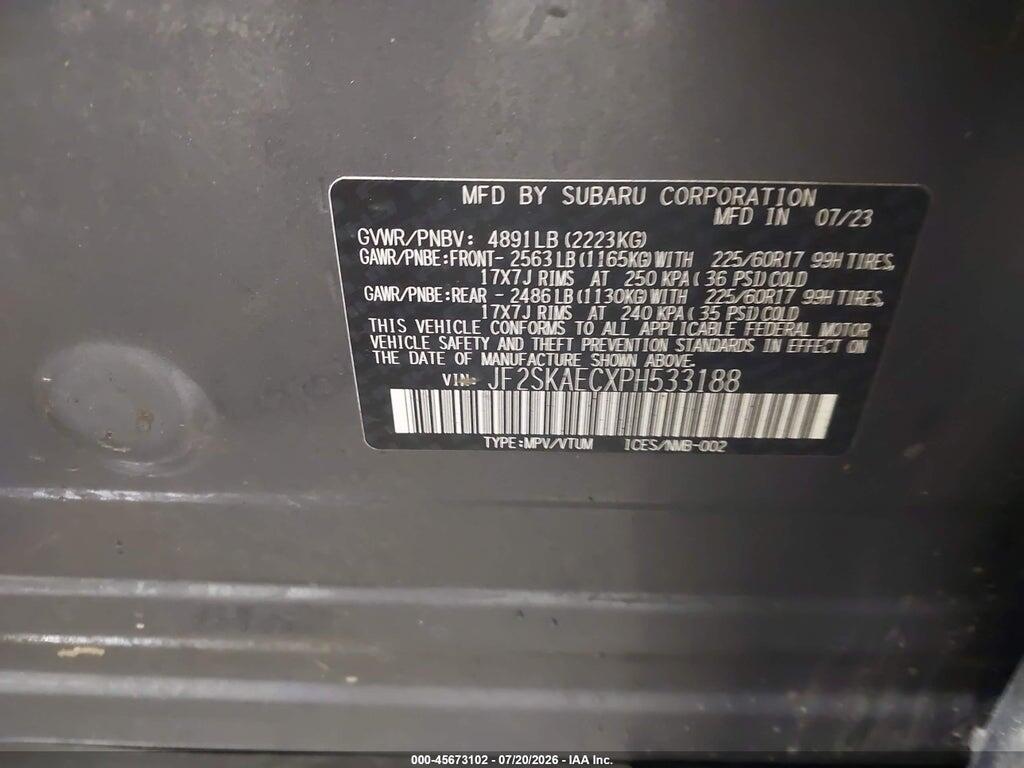 JF2SKAECXPH533188 2023 SUBARU FORESTER photo no. 9