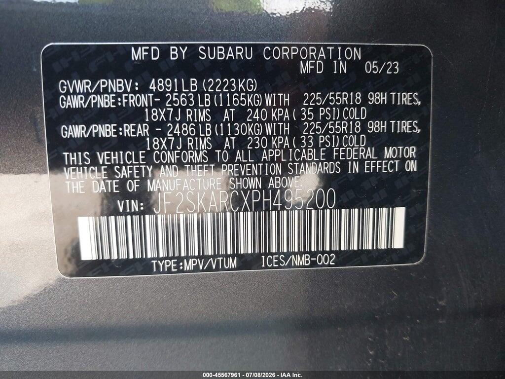JF2SKARCXPH495200 2023 SUBARU FORESTER photo no. 9