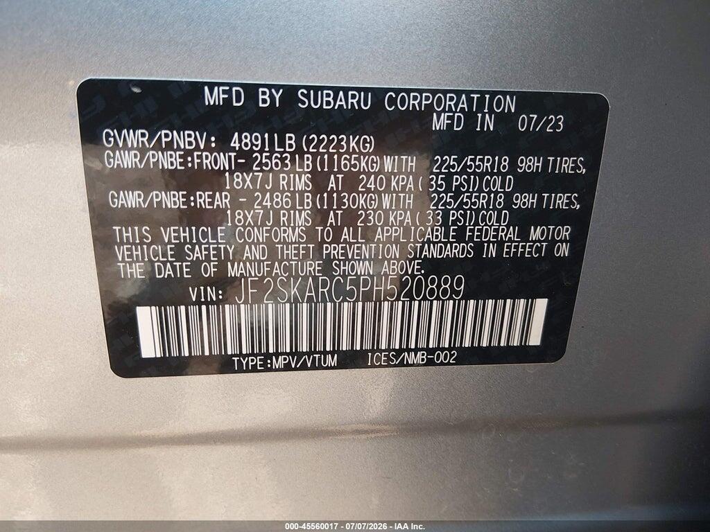 JF2SKARC5PH520889 2023 SUBARU FORESTER photo no. 9