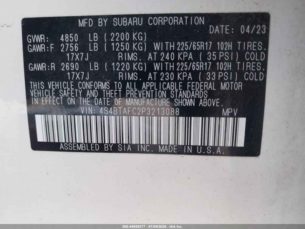 4S4BTAFC2P3213088 2023 SUBARU OUTBACK photo no. 9