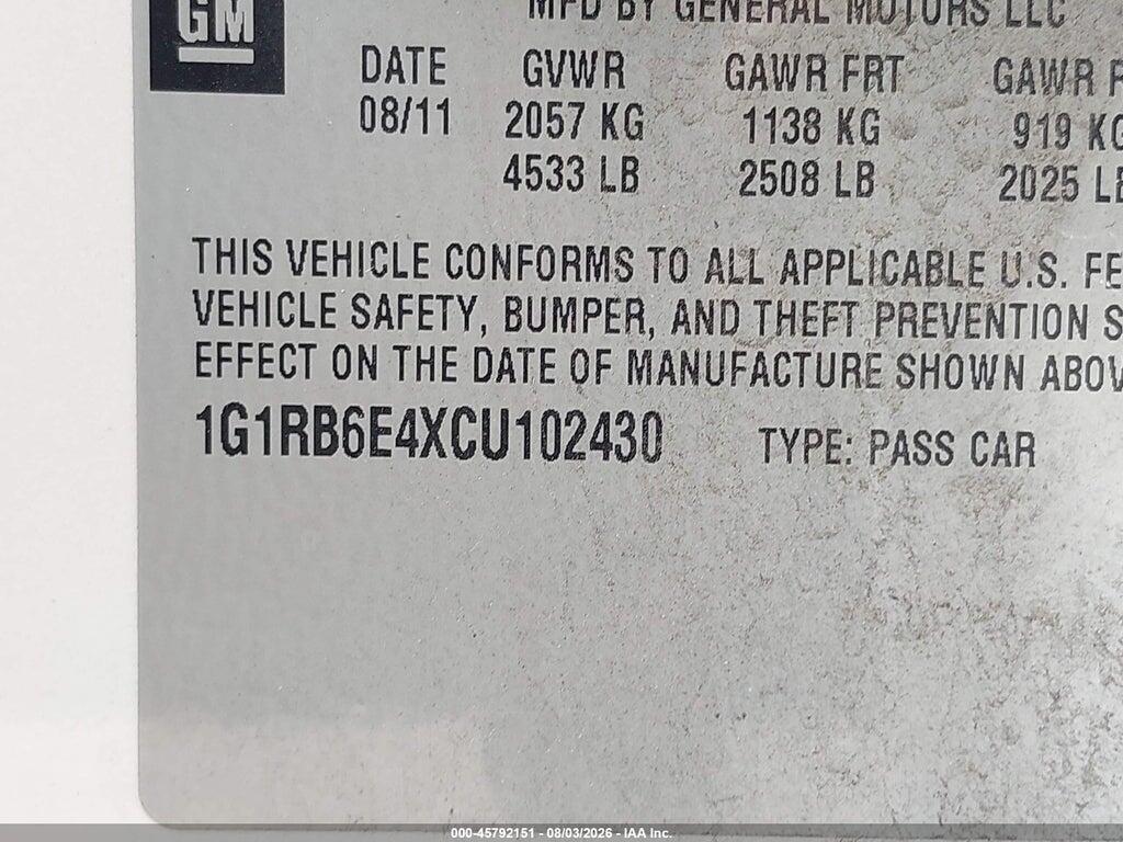 1G1RB6E4XCU102430 2012 CHEVROLET VOLT photo no. 9