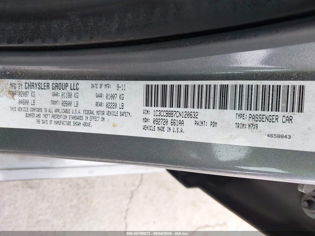 1C3CCBBB7CN120632 2012 CHRYSLER 200 photo no. 9