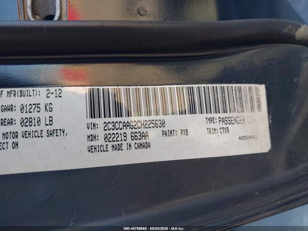 2C3CCAAG2CH225630 2012 CHRYSLER 300 photo no. 9