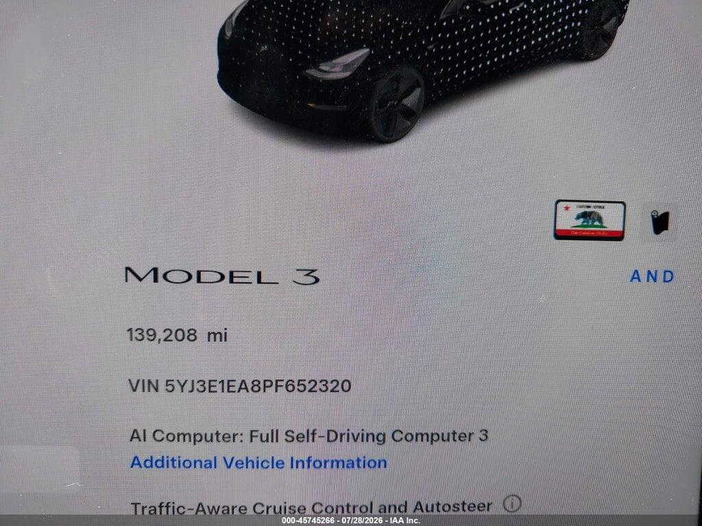 5YJ3E1EA8PF652320 2023 TESLA MODEL 3 photo no. 7